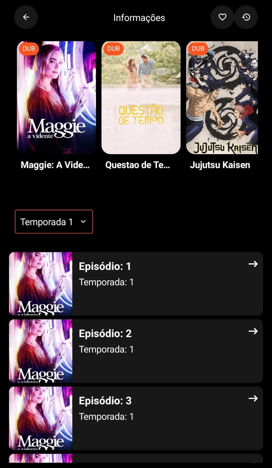 Tela de Séries
